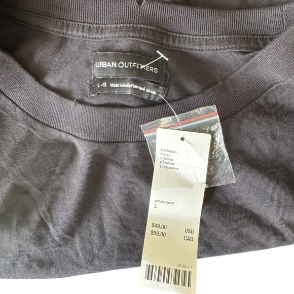 Urban Outfitters - NWT Plaid Sleeve Black Tee Grunge Y2K 90s Band Style Sz L - Picture 6 of 8